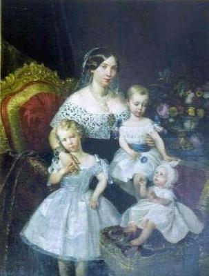 unknow artist Louise Marie Therese d'Artois, Duchess of Parma with her three children oil painting picture